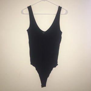 Black Ribbed Lace Up Bodysuit